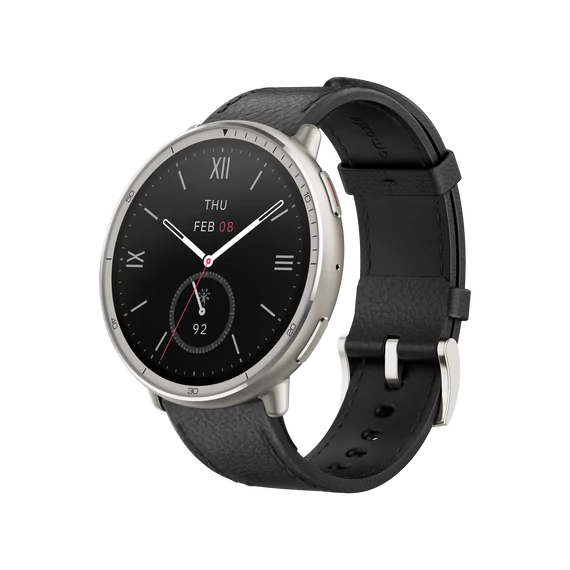 Amazfit Active 2 NFC (Round) okosóra - Black Leather