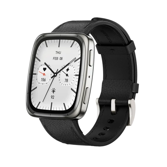 Amazfit Active 2 (Square) Permium NFC okosóra - Black Leather
